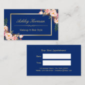 DIY-kleur | Floral Gold Beauty Salon Afspraak Afsprakenkaartje (Voorkant / Achterkant)