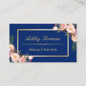 DIY-kleur | Floral Gold Beauty Salon Afspraak Afsprakenkaartje (Voorkant)