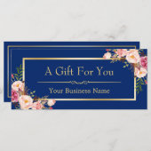 DIY-kleur | Floral Gold Gift Certificate Kaart (Voorkant / Achterkant)