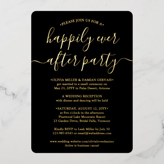 DIY kleur gelukkig ooit na partij 1 foto bruiloft Folie Uitnodiging (Voorkant)