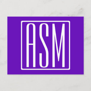 DIY-kleur   Vet Modern 3 Initialen Monogram Briefkaart