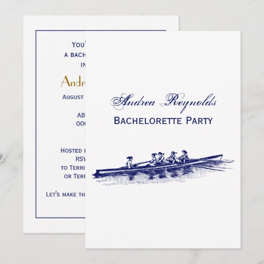 DIY Kleur Vrouwen Roeier Crew Team Sport Blauw Kaart (Voorkant / Achterkant)