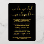 DIY Kleur We Eloped Bruiloft Receptie 1 Foto Folie Uitnodiging (Voorkant)