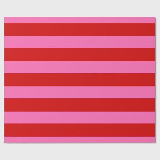 DIY-kleur XL Preppy Stripe Red Hot Pink Cadeaupapier (Vlak)