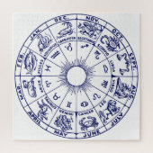 DIY Kleur Zodiac Grafiek #1 - Blauw op Wit Legpuzzel (Verticaal)
