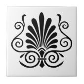 DIY Kleuren Art Deco Arabesque Pluim Zwart op Wit Tegeltje (Voorkant)