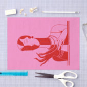 DIY Kleuren  Art Deco Dame Met Parels Rood Tissuepapier (Craft)