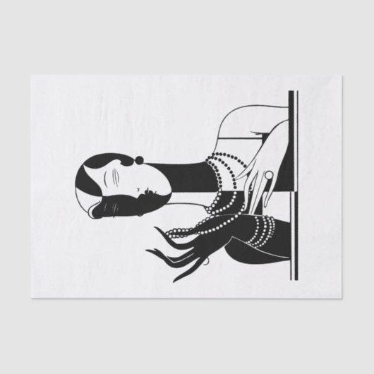 DIY Kleuren  Art Deco Dame Met Parels Tissuepapier (Voorkant)