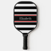 DIY-kleuren Blac Stripes Black Red Ribbon WhBG S Pickleball Paddle (Achterkant)
