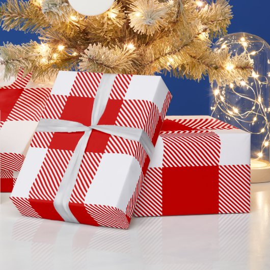 DIY-kleuren Buffalo Pset Tartan LG SV Rood Wit Cadeaupapier (Feestdagen)
