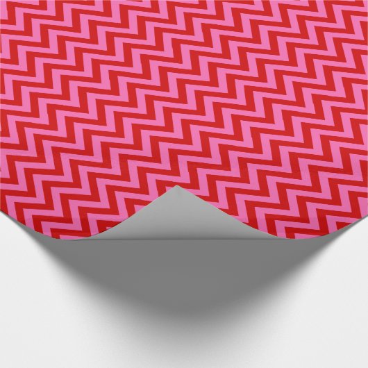 DIY-kleuren Chevron Zigzag SV Red Hot Pink Cadeaupapier (Hoek)