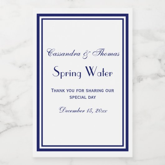 DIY Kleuren Elegant Blauw Ingelijst Waterflesetike Wijn Etiket (Enkel label)