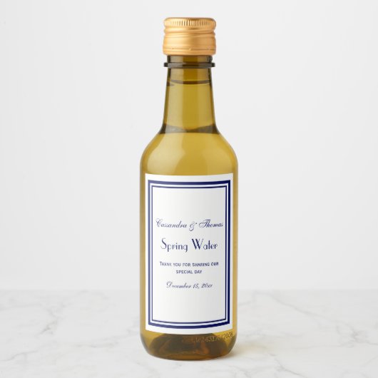 DIY Kleuren Elegant Blauw Ingelijst Waterflesetike Wijn Etiket (Voorkant)