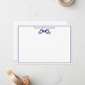 DIY Kleuren Elegant Boog Lint #6 Ingelijste Blauw Notitiekaartje (Voorkant / Achterkant in situ)