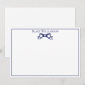 DIY Kleuren Elegant Boog Lint #6 Ingelijste Blauw Notitiekaartje (Voorkant / Achterkant)