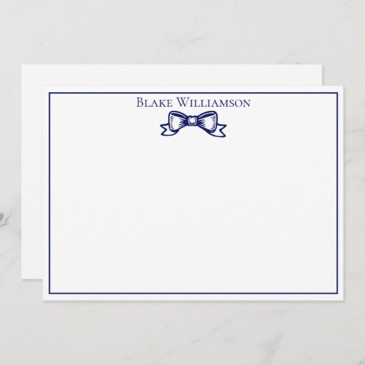 DIY Kleuren Elegant Boog Lint #6 Ingelijste Blauw Notitiekaartje (Voorkant / Achterkant)