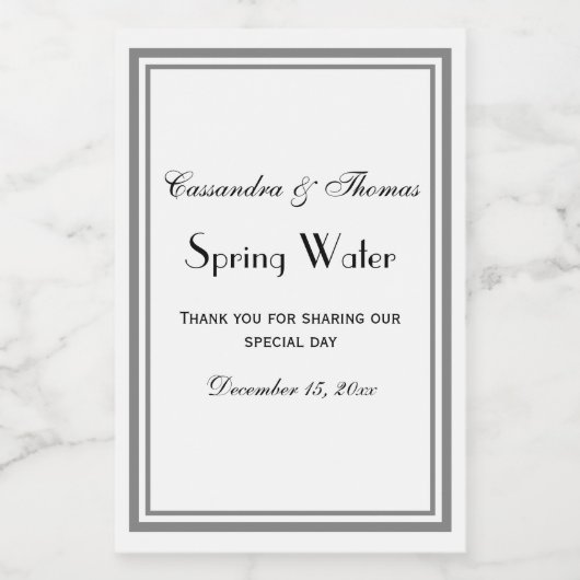 DIY Kleuren Elegant Grijs Ingelijst Waterflesetike Wijn Etiket (Enkel label)