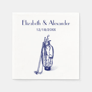 DIY Kleuren Golf Bag Golf Clubs Blauw Paar Trouwen Servet