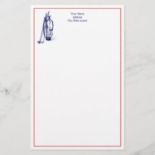 DIY Kleuren Golftas Golfclubs Blauw Rood Briefpapier