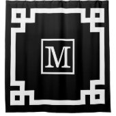 DIY Kleuren Griekse Sleutel #2 Ingelijste Monogm W Douchegordijn (Voorkant)