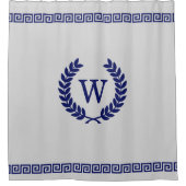 DIY Kleuren Griekse Sleutel S Laurel Monogm Marine Douchegordijn (Voorkant)