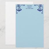 DIY Kleuren Hoekanker met Rope Navy Lichtblauw Briefpapier (Voorkant / Achterkant)