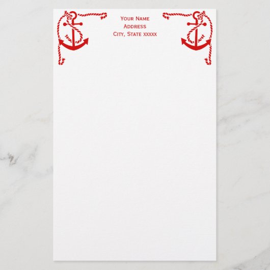 DIY Kleuren Hoekanker met Rope Rood Wit Briefpapier (Voorkant)