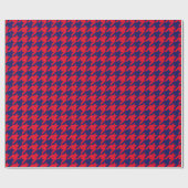 DIY Kleuren Houndstooth Plaid SV Navy Rood Cadeaupapier (Vlak)