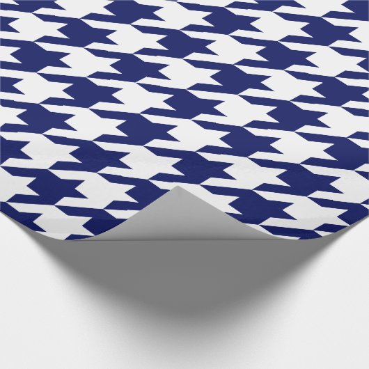 DIY Kleuren Houndstooth Plaid SV Navy Wit Wrappi Cadeaupapier (Hoek)