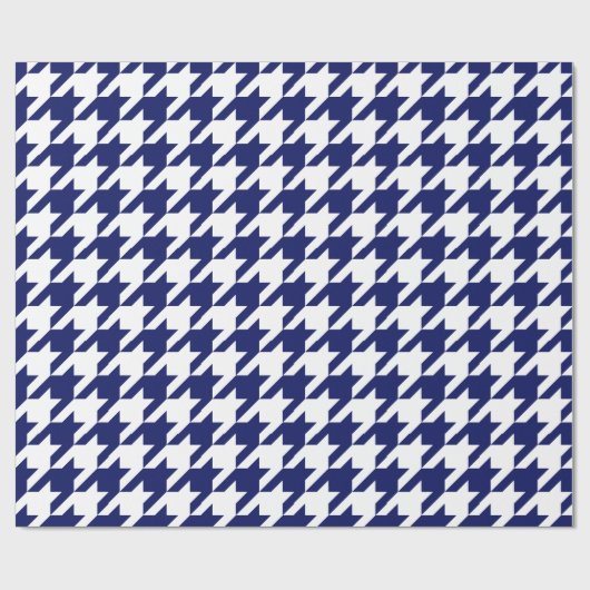DIY Kleuren Houndstooth Plaid SV Navy Wit Wrappi Cadeaupapier (Vlak)