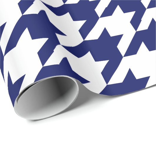 DIY Kleuren Houndstooth Plaid SV Navy Wit Wrappi Cadeaupapier (Rol Hoek)