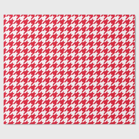 DIY Kleuren Houndstooth Plaid SV Wit Rood Cadeaupapier (Vlak)