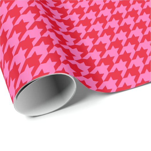 DIY-kleuren Houndstooth Pset SV Red Hot Pink Cadeaupapier (Rol Hoek)
