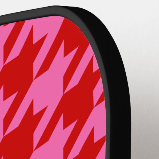 DIY-kleuren Houndstooth SV Red Hot Pink Pickleball Paddle (Links Detail)