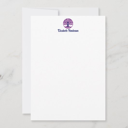 DIY Kleuren Ingelijste Curly Tree of Life Blauw Ho Bedankkaart (Voorkant)