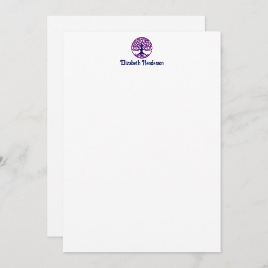 DIY Kleuren Ingelijste Curly Tree of Life Blauw Ho Bedankkaart (Voorkant / Achterkant)