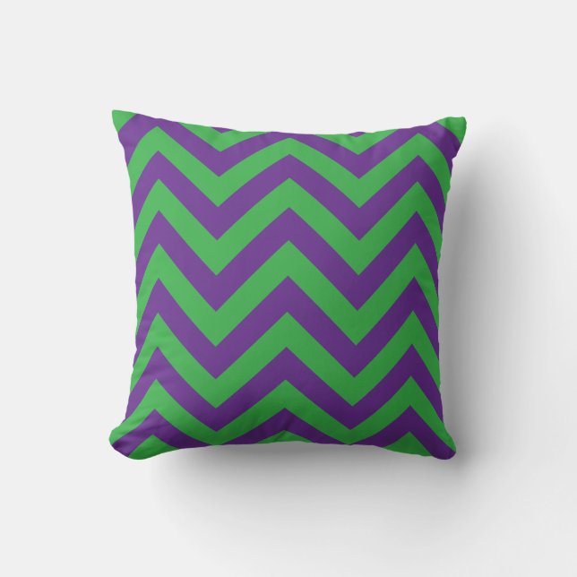 DIY Kleuren Kelly Groen Paarse Grote Chevron ZigZa Kussen (Voorkant)