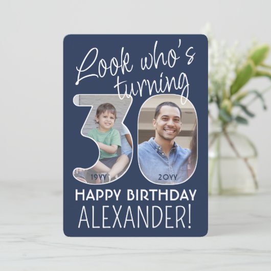 DIY Kleuren · Kijk Wie is 30 Verjaardagsfeest 2 Fo Kaart (Staand voorkant)