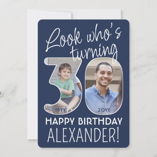 DIY Kleuren · Kijk Wie is 30 Verjaardagsfeest 2 Fo Kaart (Voorkant)