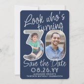 DIY Kleuren · Kijk Wie is 30 Verjaardagsfeest 2 Fo Save The Date (Voorkant)