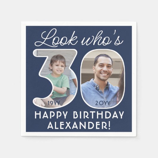 DIY Kleuren · Kijk Wie is 30 Verjaardagsfeest 2 Fo Servet (Voorkant)