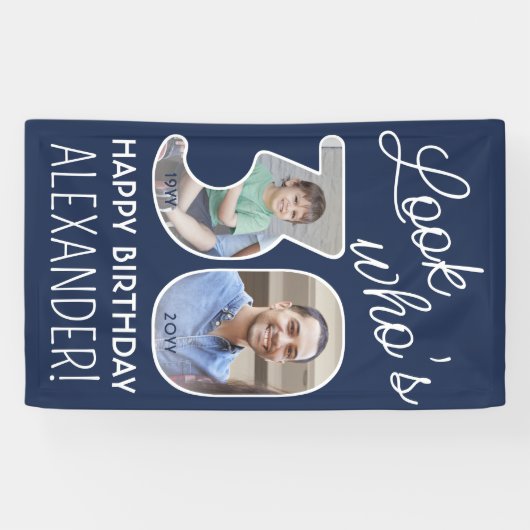 DIY Kleuren · Kijk Wie is 30 Verjaardagsfeest 2 Fo Spandoek (Horizontaal)