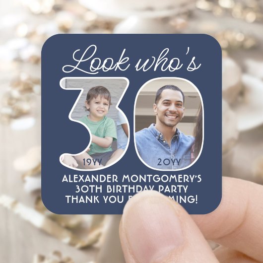DIY Kleuren · Kijk Wie is 30 Verjaardagsfeest 2 Fo Vierkante Sticker
