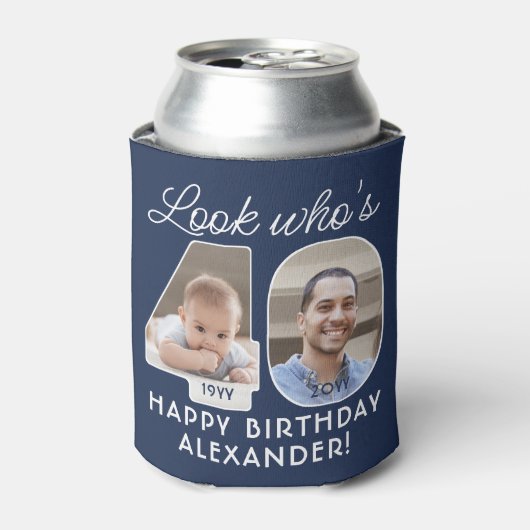 DIY Kleuren · Kijk Wie is 40 Verjaardagsfeest 2 Fo Blikjeskoeler (Blikje Voorkant)