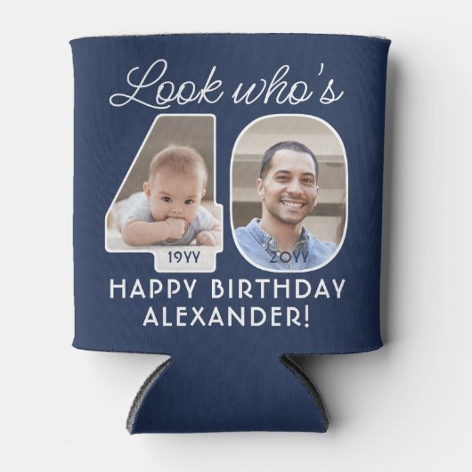 DIY Kleuren · Kijk Wie is 40 Verjaardagsfeest 2 Fo Blikjeskoeler (Voorkant)