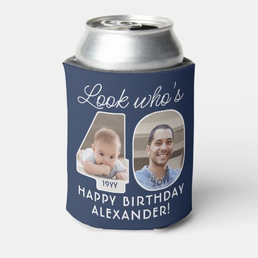 DIY Kleuren · Kijk Wie is 40 Verjaardagsfeest 2 Fo Blikjeskoeler (Blikje Achterkant)