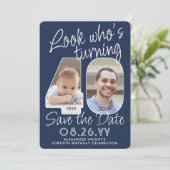 DIY Kleuren · Kijk Wie is 40 Verjaardagsfeest 2 Fo Save The Date (Staand voorkant)