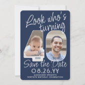 DIY Kleuren · Kijk Wie is 40 Verjaardagsfeest 2 Fo Save The Date (Voorkant)