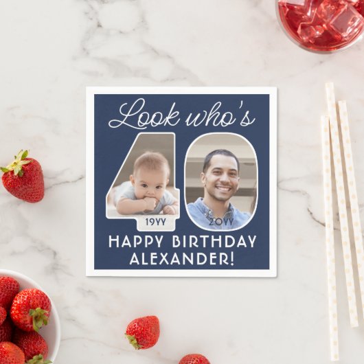 DIY Kleuren · Kijk Wie is 40 Verjaardagsfeest 2 Fo Servet (Insitu)