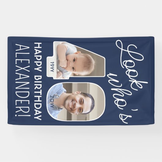 DIY Kleuren · Kijk Wie is 40 Verjaardagsfeest 2 Fo Spandoek (Horizontaal)